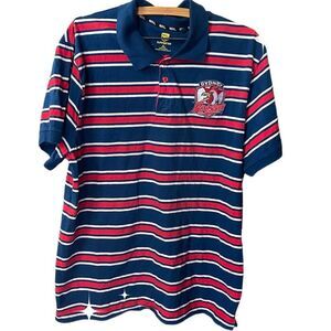 Sydney Rooster NRL size XXL polo shirt striped embroidered logo.